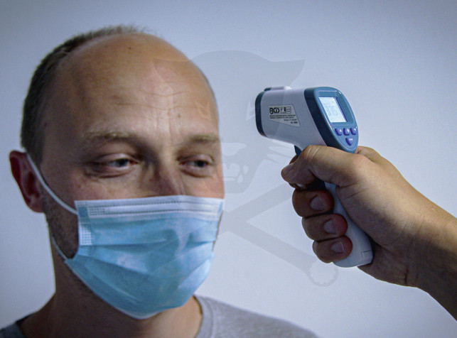 Hőmérő, infravörös érintés nélküli homlokhőmérő 32°C - 43°C - BGS