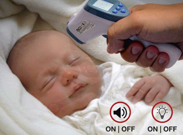 Hőmérő, infravörös érintés nélküli homlokhőmérő 32°C - 43°C - BGS