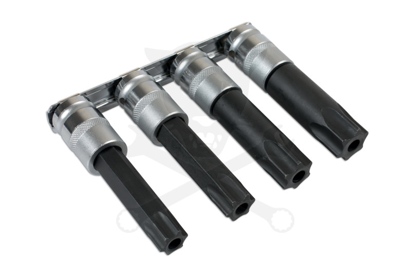 Rátűzőkulcs - crowa+bit készlet furatos torx 4 db T70-T80-T90-T100