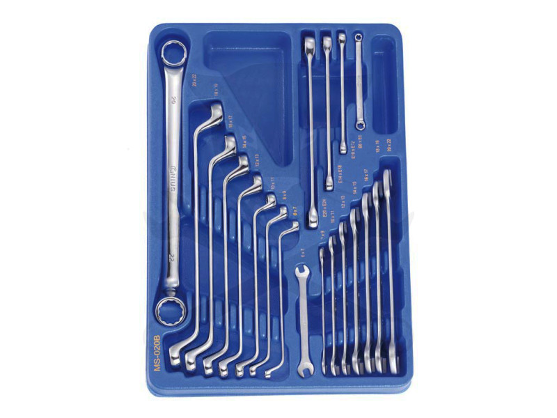 Tálcás Genius csillag-, villás-, + E-torx kulcs készlet 20 db-os 1/2