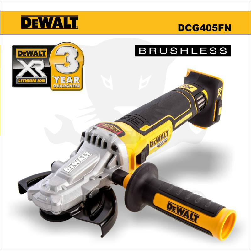 Sarokcsiszoló, akkus 18V 125 mm laposfejű - akku nélkül - DeWalt