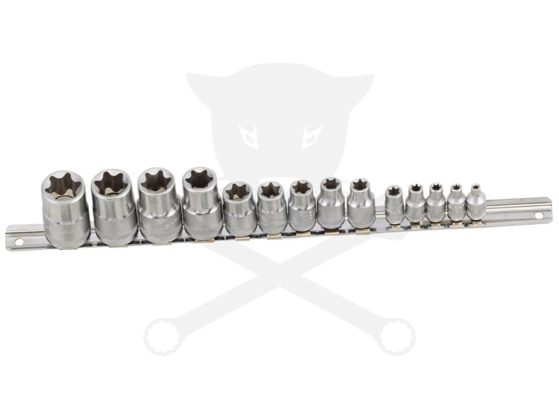 Dugókulcs - crowafej készlet 1/2"-3/8"-1/4" belső E-torx 14 db-os E4-E24