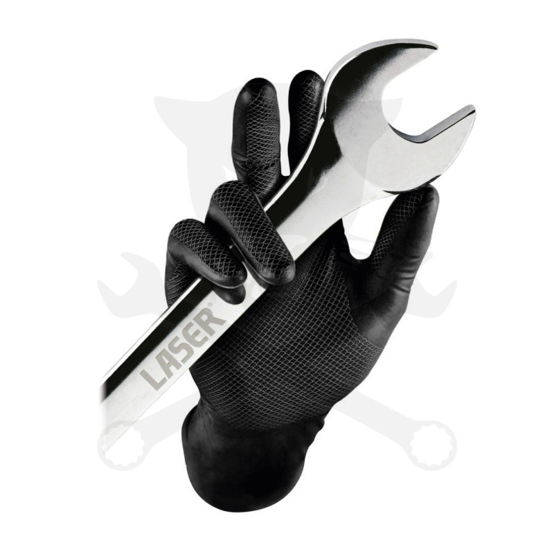 Kesztyű Grippaz 100% Nitril 9/L - dobozos 50 db-os - FEKETE