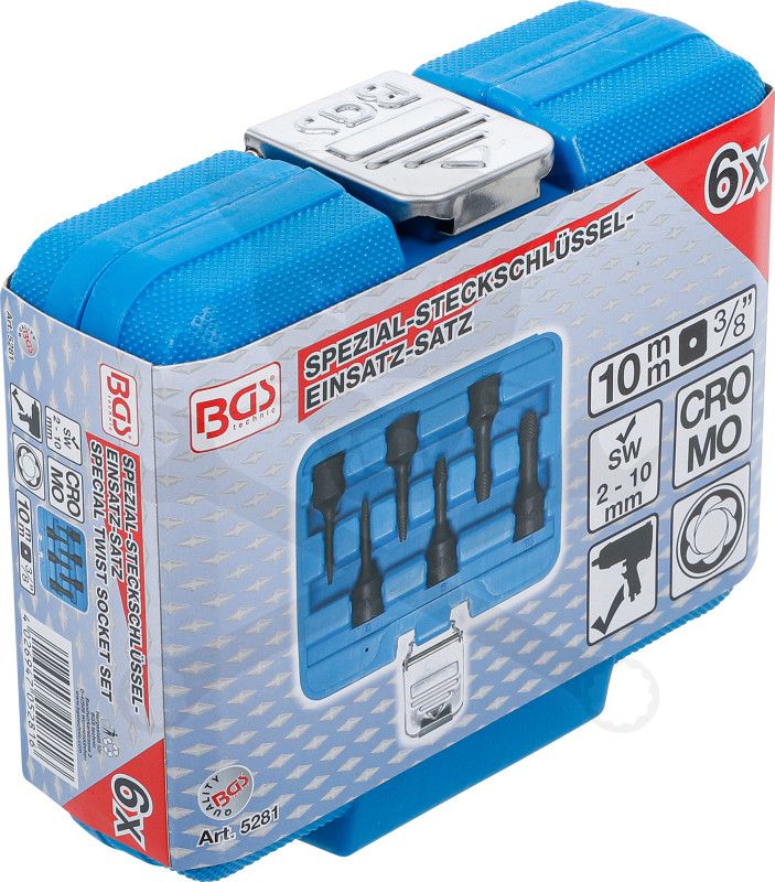 Csavarkiszedő készlet - sérült fejű csavarokhoz Torx-XZN-Imbusz 6 db-os