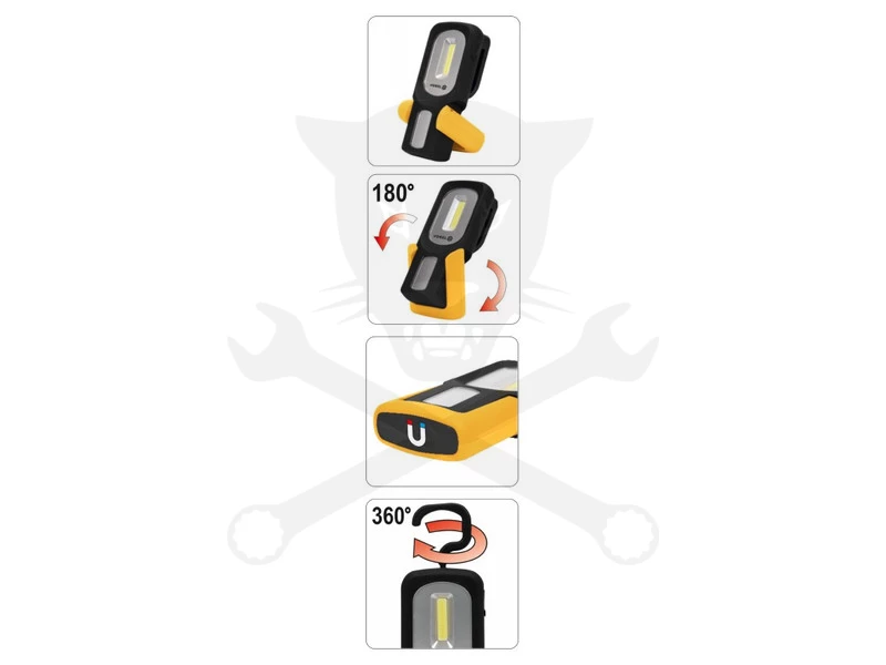 Szerelőlámpa (zseb) LED 3W COB mágneses, kampós - Vorel