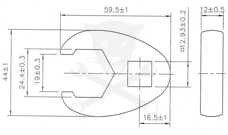 Villáskulcs adapter nyitott 1/2"-os 24 mm "Crowfoot"