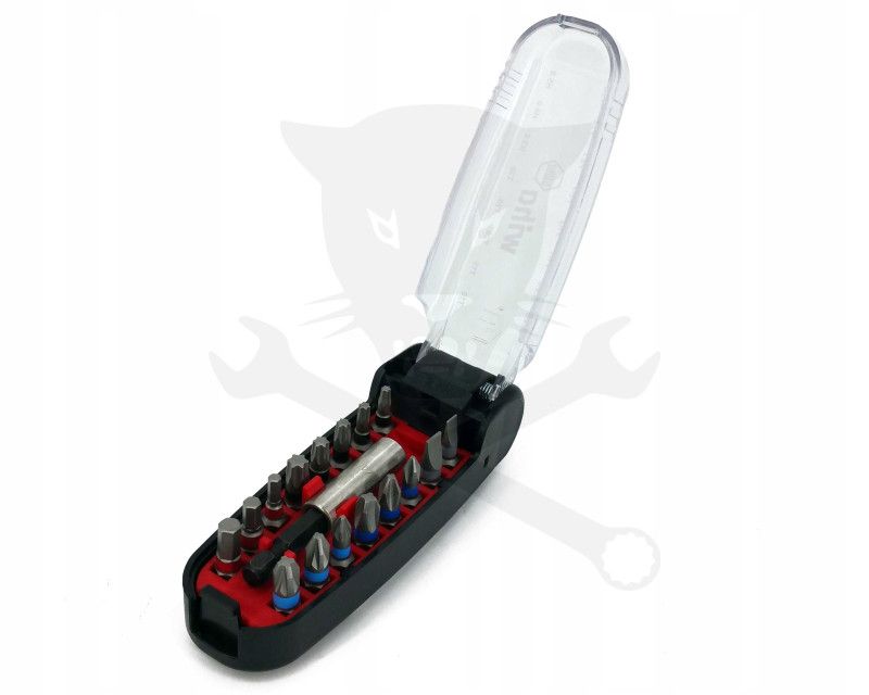 Bit készlet 17 db-os vegyes + 1/4" adapter CroCo markolat dobozban