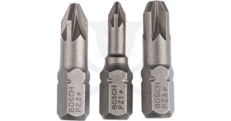 Bithegy, gépi készlet 3 darabos PZ1/2/3 x 25 mm - Bosch
