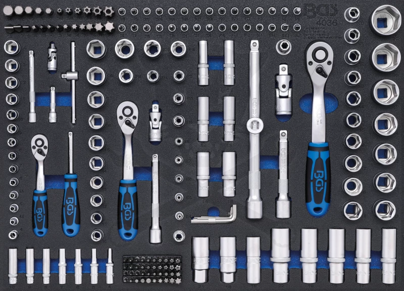 Dugókulcs készlet 192 db-os szerszámos kocsiba habtálcás 3/3 - BGS