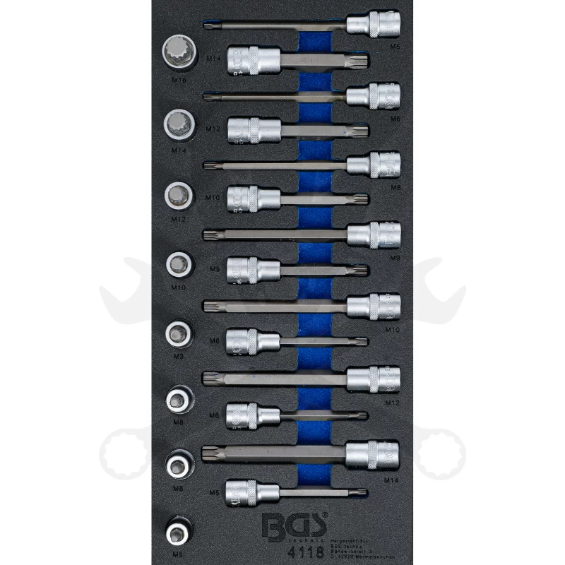 Tálcás BGS Bit spline készlet 22 db-os 1/3 - EVA tálcás