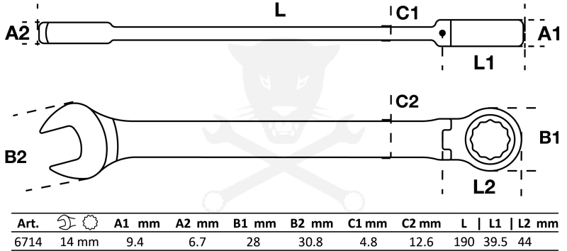 Csillag-villás racsnis 14-es csuklós - BGS
