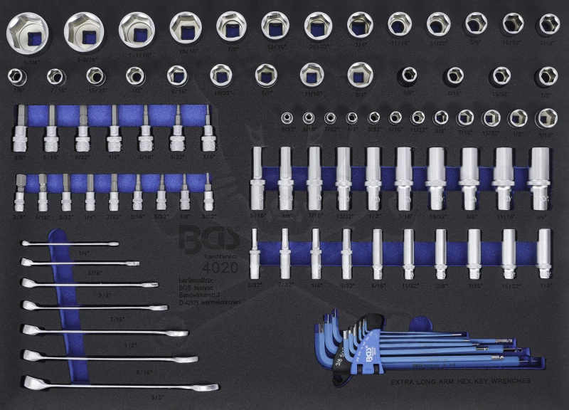 Tálcás BGS dugókulcs, csillag-villáskulcs készlet COLOS 90 db-os 1/1 - BGS