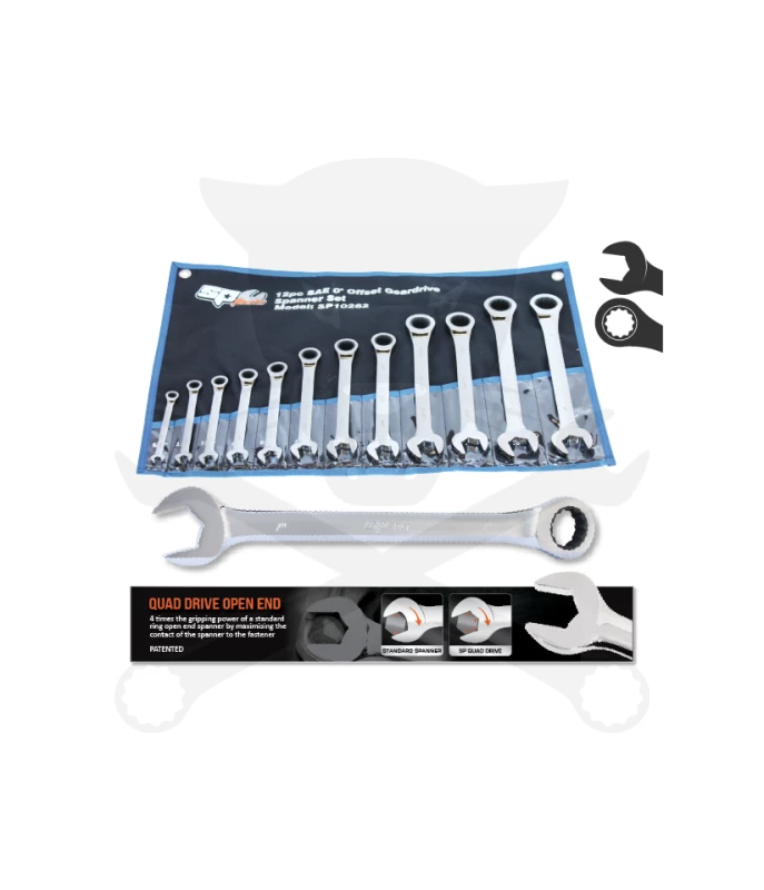 Csillag-villás racsnis készlet 12 db-os COLOS 5/16"-1" QUAD DRIVE SP