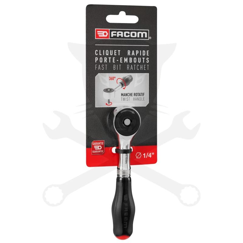 Crowa racsnis kulcs 1/4 "egyirányú, forgó nyelű - Facom