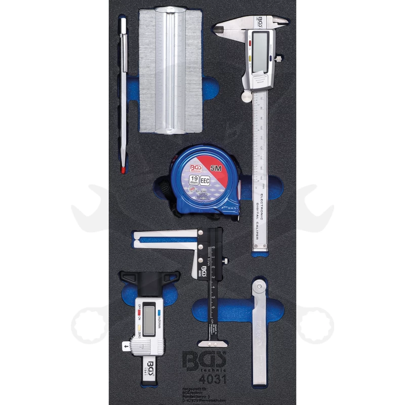 Mérőeszköz készlet 7 db-os szerszám. kocsiba habtálcás 1/3 - BGS