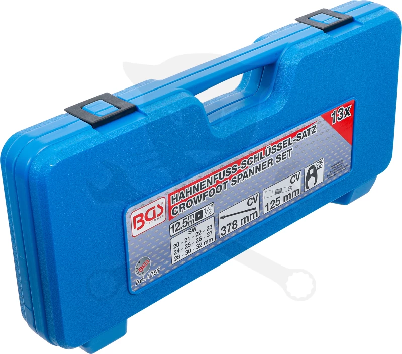 Villáskulcs adapter készlet nyitott 1/2" 13 db-os 20-32 mm+HAJTÓ "Crowfoot"