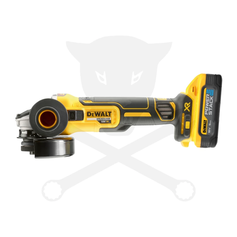 Sarokcsiszoló, akkus 18V 125 mm laposfejű 2 db 5.0 Ah -POWERSTACK-