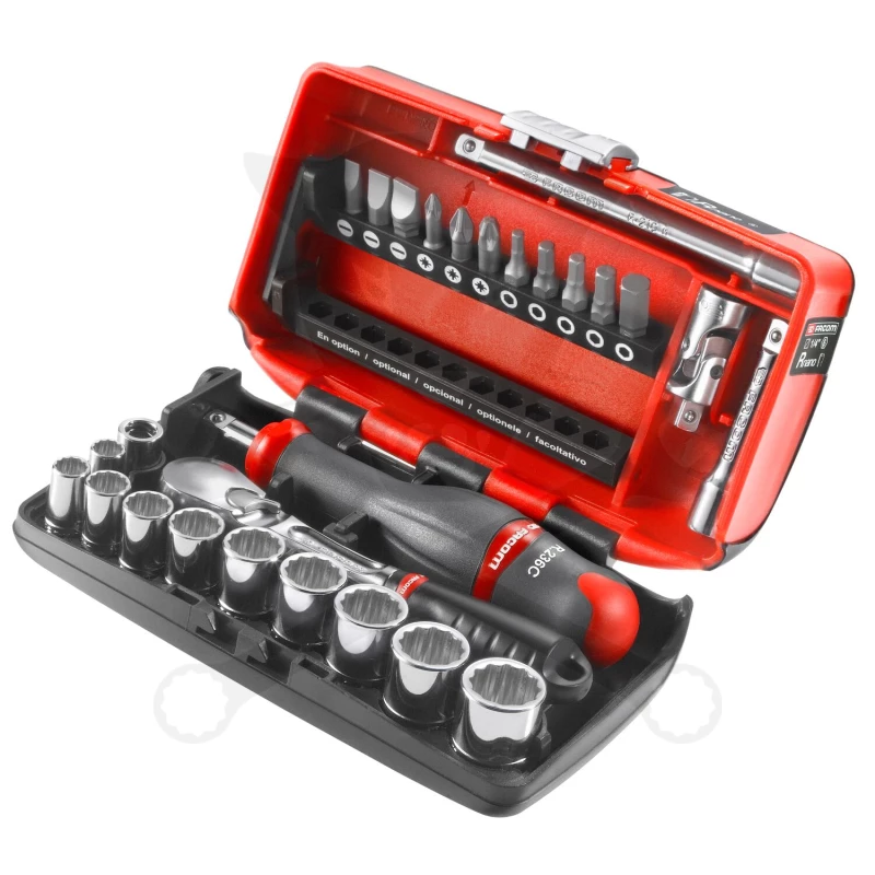 Dugókulcs és bithegy készlet 1/4" 27 részes - Facom