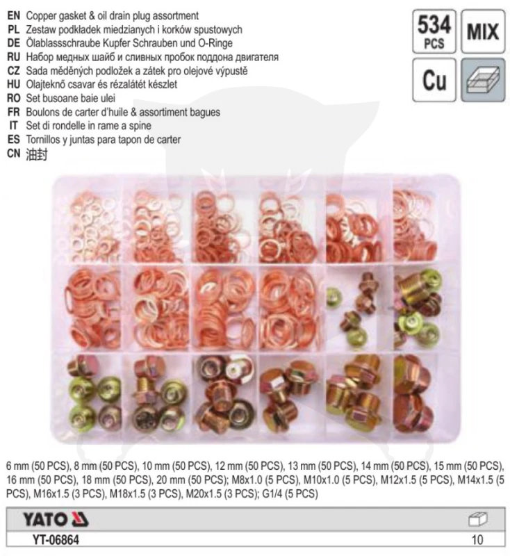 Olajleeresztő csavar készlet 534 db-os -