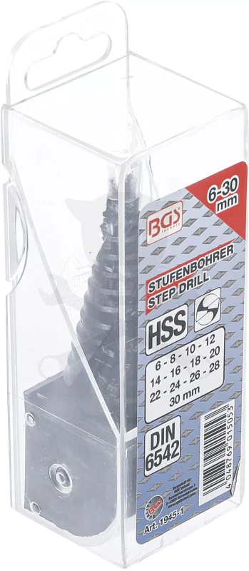 Lemezfúró, lépcsős 1 db-os HSS 6-30/2 mm - BGS