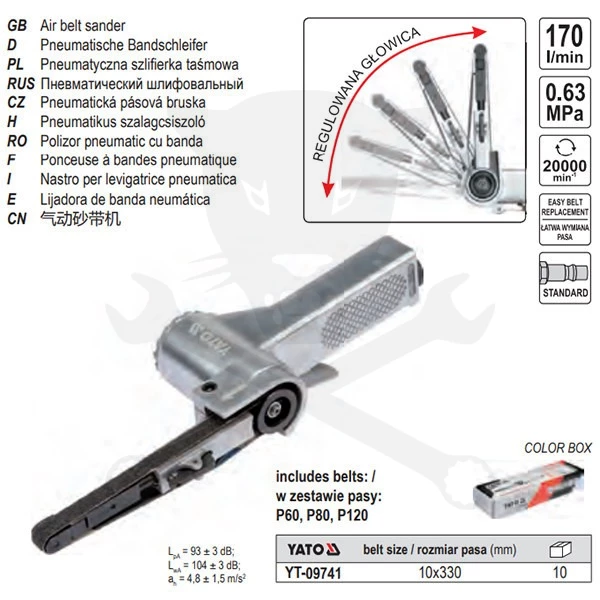 Levegős szalagcsiszoló 10 x 330 mm - Yato