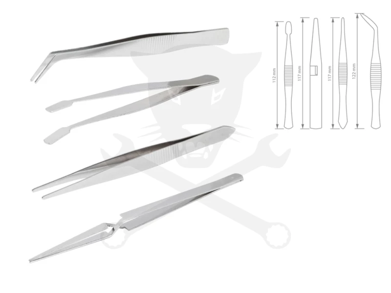 Csipesz készlet 4 db 112 - 122 mm egyenes, hajlított, lapos, szorító