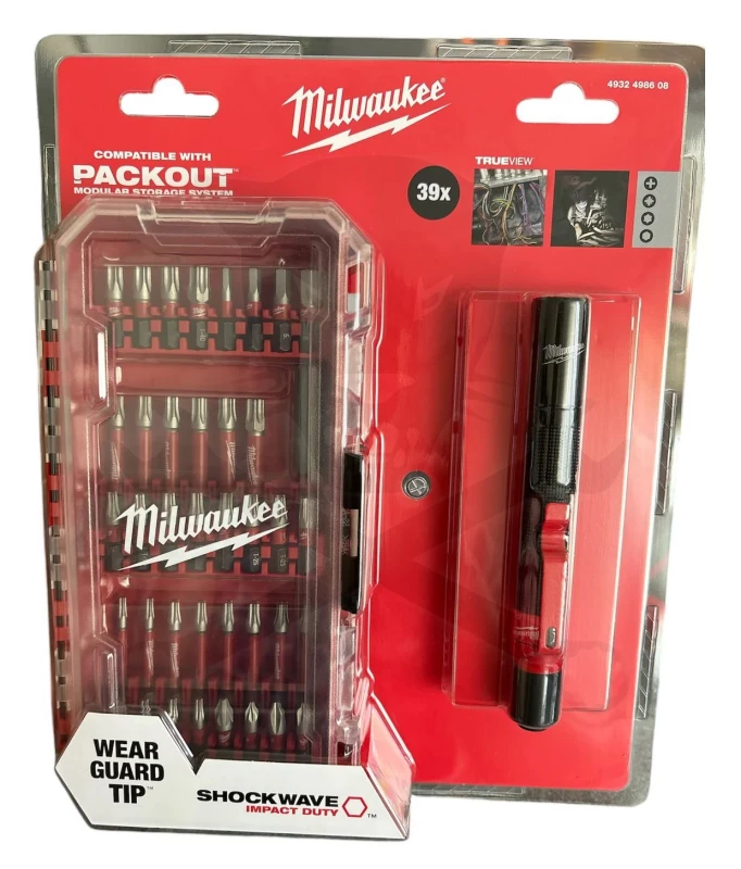 Bit készlet SHOCKWAVE - (PH-PZ-HEX-TX) 38 db-os+LED lámpa -Milwaukee