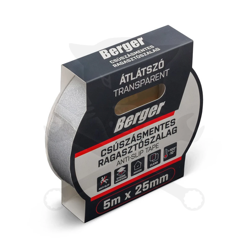 Csúszásgátló szalag átlátszó 25 mm x 5 m öntapadós, beltéri Berger