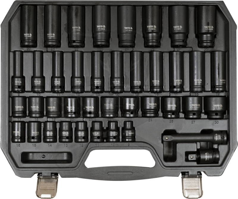 Légkulcsfej készlet 1/2" 40 db 9-30 mm rövid-hosszú