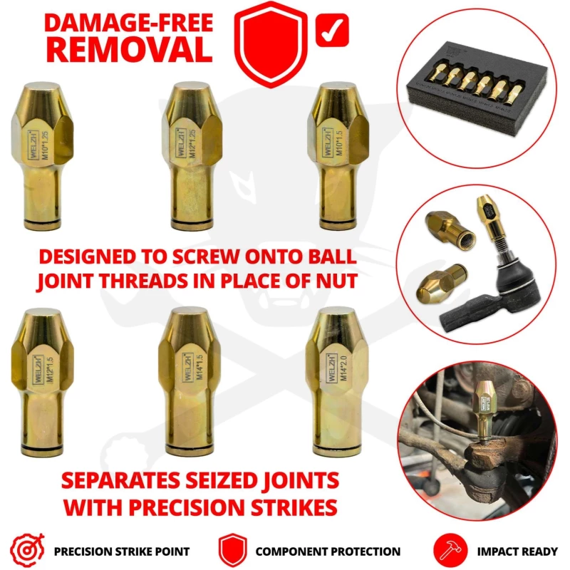 Gömbfejszerelő kiütő készlet 6 részes - rátekerős M10-M12-M14 - Welzh