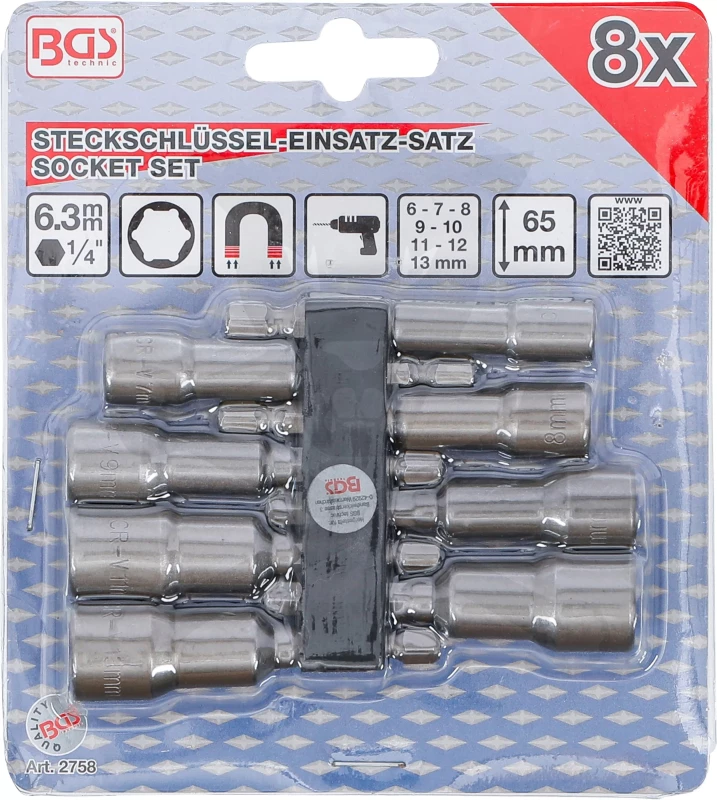 Csavarbehajtó hatlap csavarra, bit befogással készlet6-13 mm / 65mm