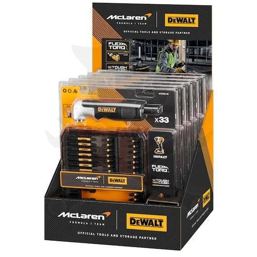 Bit készlet 33 db-os + 1/4" sarokcsavarozó adapter McLaren - Dewalt