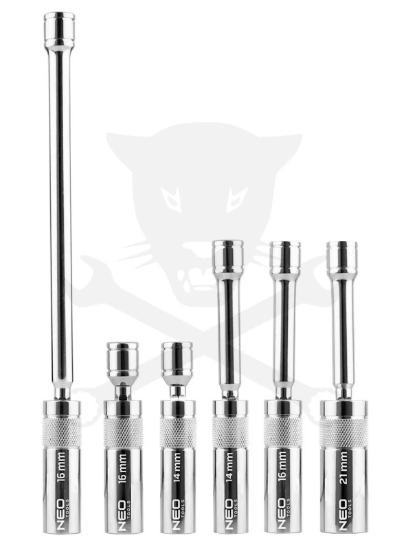 Gyertyakulcs készlet 3/8" 6 db-os 14-16-21 mm mágneses csuklós - NEO