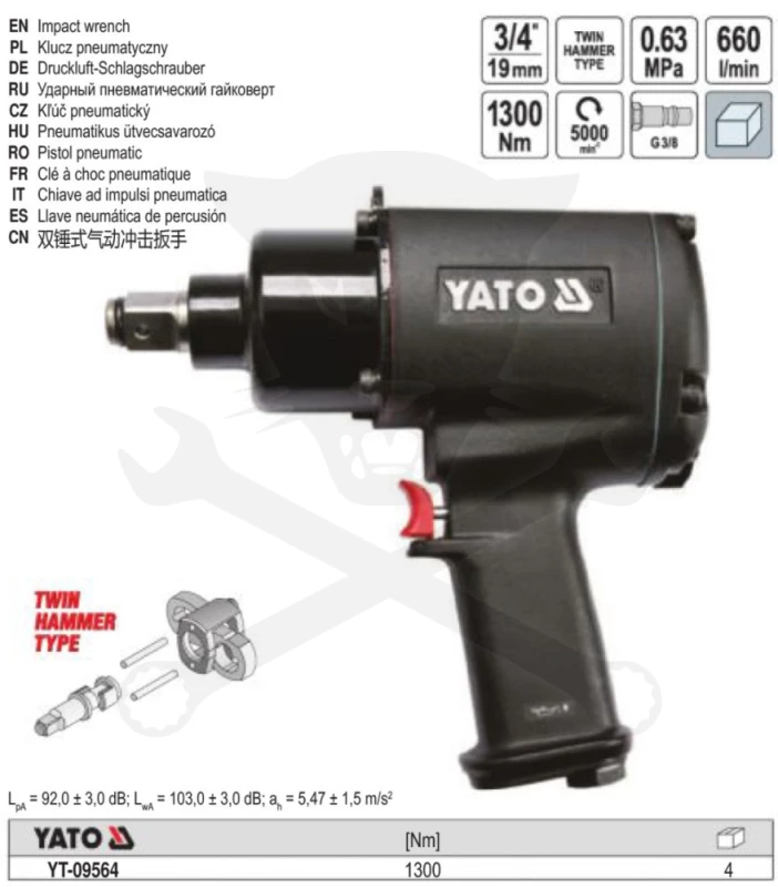 Légkulcs 3/4" 1300 Nm - Yato