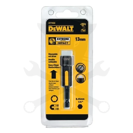 Csavarbehajtó hatlap csavarra, bit befogással 13 mm - Dewalt