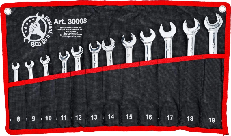 Csillag-villás racsnis készlet 12 db-os 8-19 mm, irányváltós - Kraftman