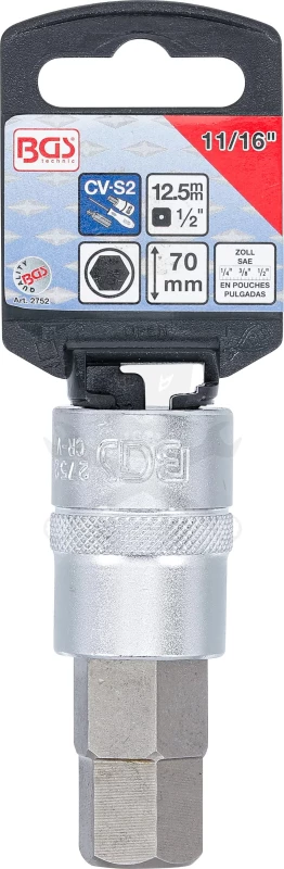 Rátűzőkulcs - crowa+bit 1/2" imbusz 11/16" x 70 mm - BGS