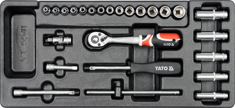 Dugókulcs készlet 25 db-os szerszámos kocsiba tálcás 1/4" - 1/3 - Yato