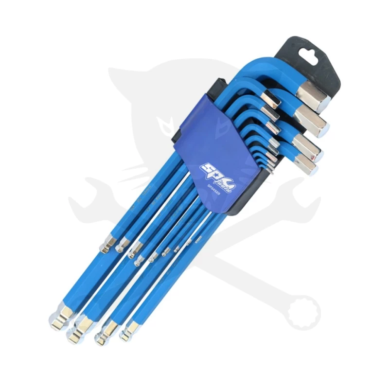 Imbuszkulcs készlet 13 db-os 2 - 19 mm, hosszított gömbvégű - SP Tools