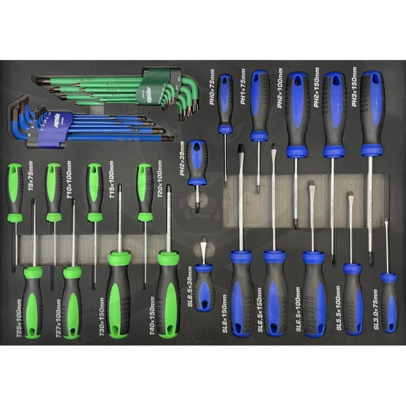 Szerszámos kocsi gyári-felszerelt 411 db-os 19 fiók CUSTOM S. FEKETE -