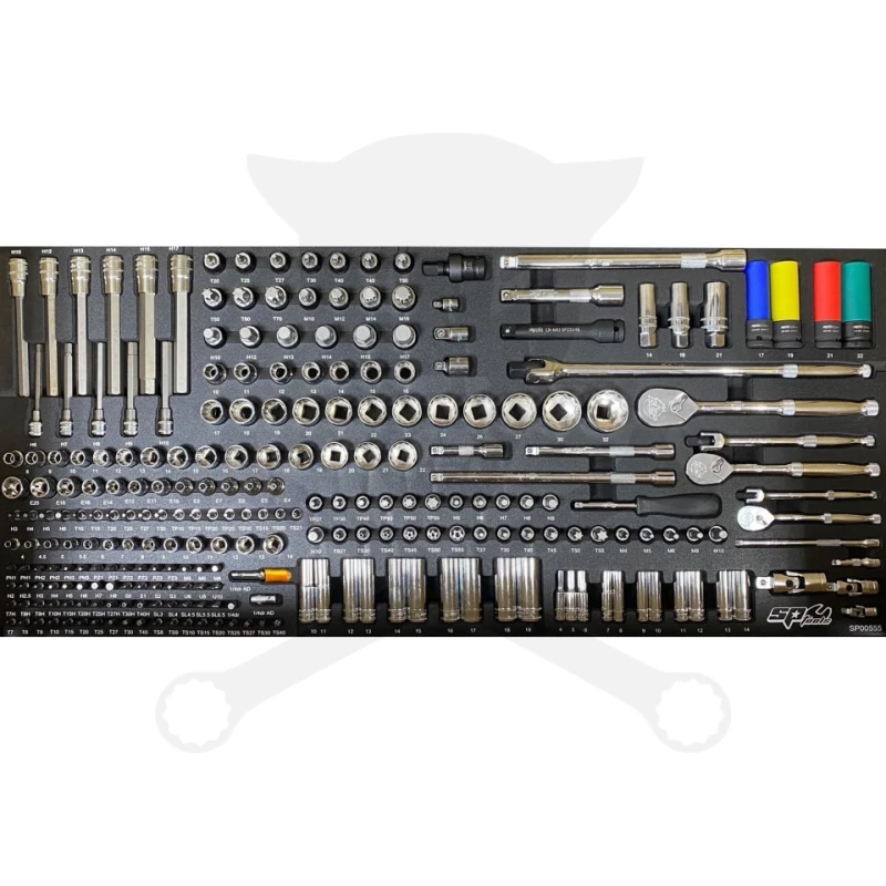 Szerszámos kocsi gyári-felszerelt 411 db-os 19 fiók CUSTOM S. PIROS -