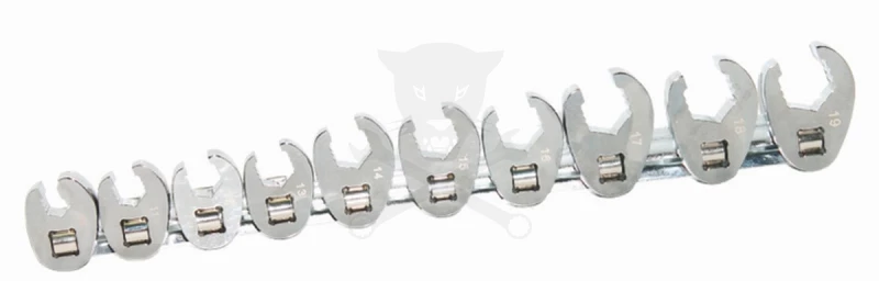 Villáskulcs adapter készlet nyitott 3/8" 10 db-os 10-19 mm "Crowfoot" -