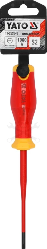 Csavarhúzó szigetelt lapos 4x100 mm VDE 1000V - Slim - Yato