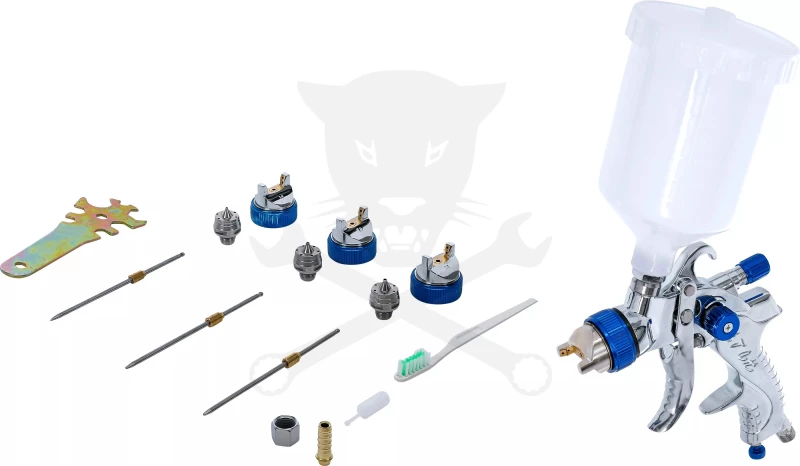Festékszóró pisztoly, felsőtartályos készlet 1,4+1,7+2,0 mm - BGS