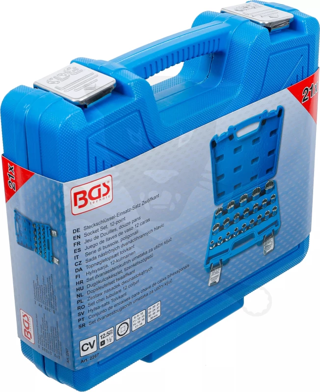 Dugókulcs - crowafej készlet 1/2" 12 szögű rövid 8-36 mm 21 db-os - BGS