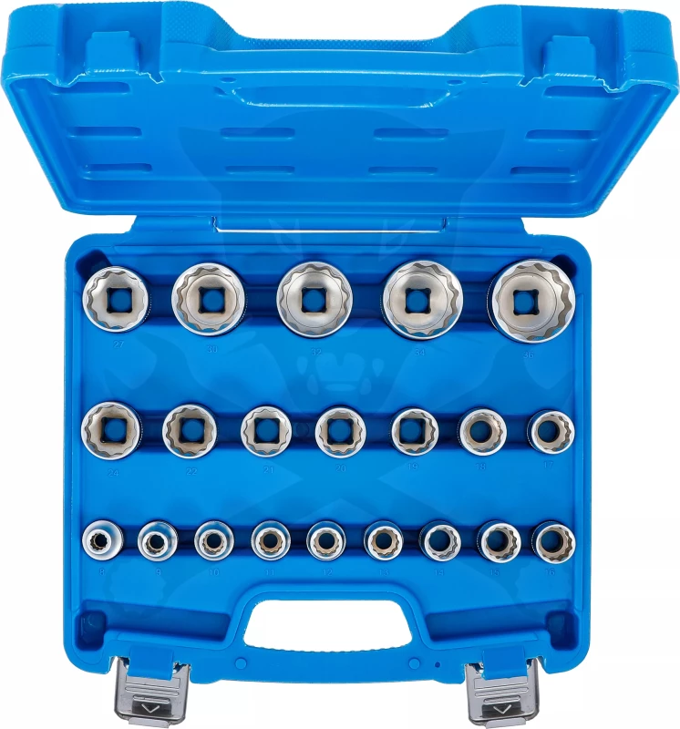 Dugókulcs - crowafej készlet 1/2" 12 szögű rövid 8-36 mm 21 db-os - BGS