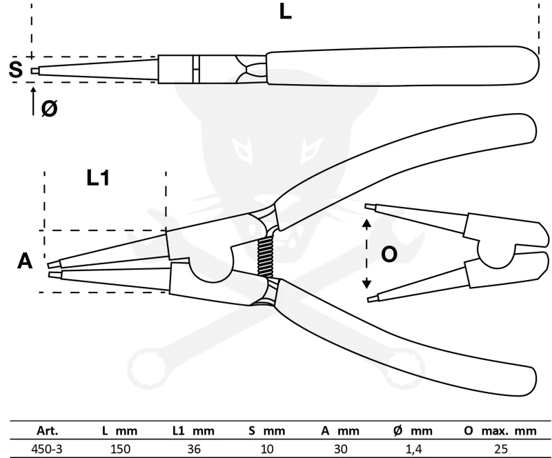 Fogó seeger Genius 06" - 150 mm / 25 mm külső egyenes