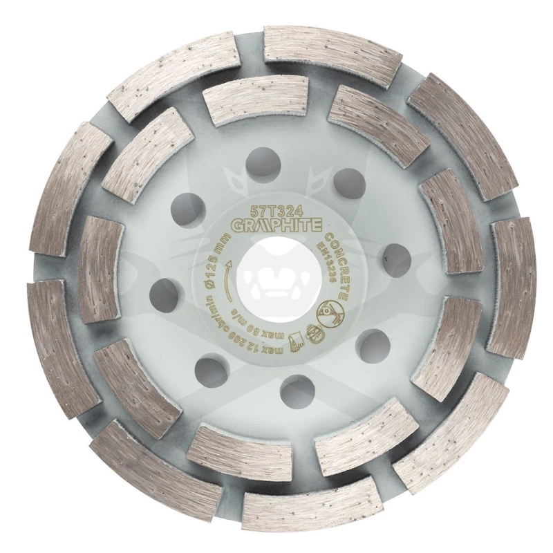 Betoncsiszoló gyémánttárcsa 125x22.2 mm, kétsoros - Graphite