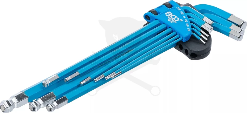 Imbuszkulcs készlet 9 db-os gömbvégű, mágneses 1/16" - 3/8" - BGS