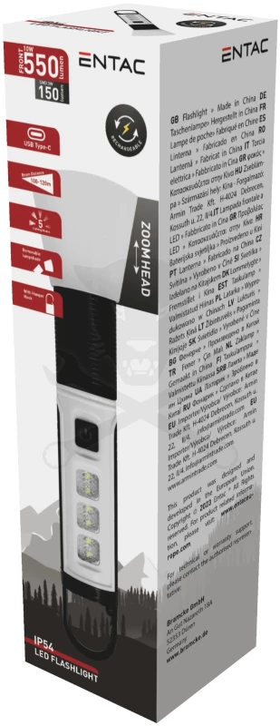 Szerelőlámpa (LED lámpa) 550 lm IP54 USB-s zoomolható - ENTAC